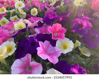 Vibrant Purple and Yellow Flower Bouquet in Sunlit Garden - Powered by Shutterstock