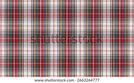 Vibrant red and green plaid pattern on a white base, inspired by traditional Scottish tartan. Ideal for clothing, festive packaging, digital art, or cozy home decor ideas