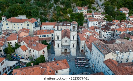 The vibrant rooftops of Kotor's old town create a picturesque mosaic, while historic buildings reflect the city's rich culture - Powered by Shutterstock