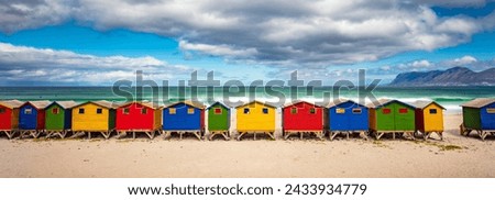 Vibrant Seaside Charm: Colorful Beach Huts at Muizenberg Beach, Cape Town, South Africa in 4K Ultra HD