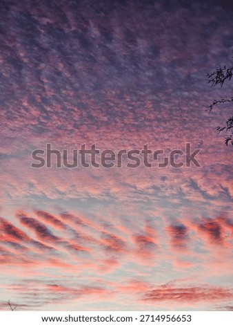Vibrant sky at sunset with clouds