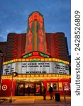 Vibrant State Theatre Neon Facade at Blue Hour, Ann Arbor