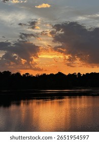 vibrant sunset with dancing clouds