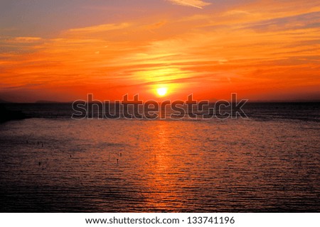 Similar – Image, Stock Photo Sunset over sea