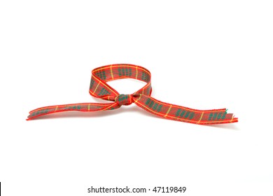 Vibrant Tartan Ribbon Isolated Against White Background.