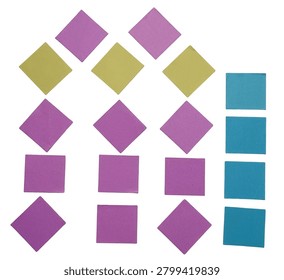 A vibrant vector pattern featuring diamond shapes in purple, yellow, blue, and pink with white zigzag lines on a light grey background
