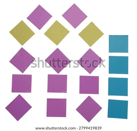 A vibrant vector pattern featuring diamond shapes in purple, yellow, blue, and pink with white zigzag lines on a light grey background