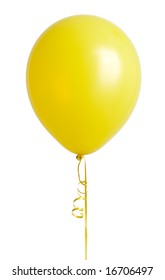 Vibrant yellow balloon isolated on white background
