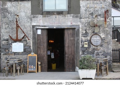 São Vicente, Portugal – January 21, 2021: Wine Bar At The Oceanfront Of São Vicente On The Northern Coast Of Madeira.