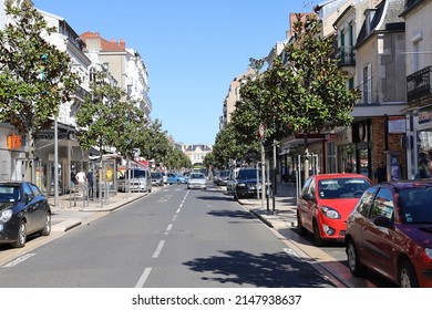 Vichy, France - 04 20 2022 : Rue De Paris, Shopping Street, City Of Vichy, Department Of Allier, France