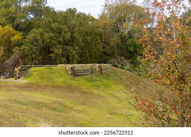 Vicksburg National Military Park log infantry field fortification. Reconstructed forts and trenches evoke memories of the 47-day siege that ended in the surrender of the city.