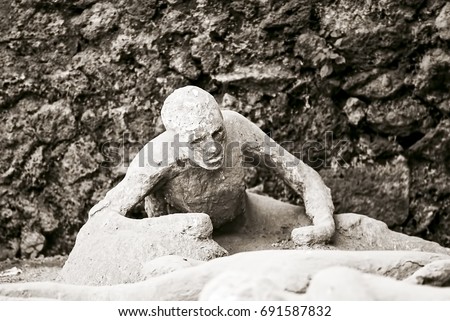 Victim in Pompeii of the eruption of Mt Vesuvius