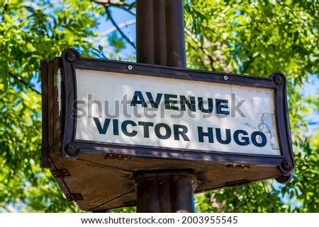 Victor Hugo Avenue Street sign, Paris, France.