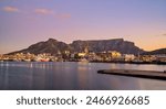 victoria and alfred v and a waterfront and table mountain in the background during sunset, Cape Town, South Africa