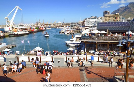 Victoria And Alfred Waterfront In The Capital City Of Cape Town, Popular Shopping Complex Beside The Busy Fishing Harbour Of Table Bay Harbour. Cape Town , South Africa. November 2018