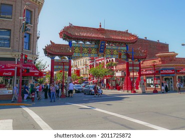 Victoria BC, Canada - August 14, 2019: Chinatown Gate In Victoria British Colombia 