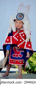 VICTORIA BC CANADA JUNE 24 2015: Unidentified Native Indian Child In Traditional Costume. First Nations In BC Constitute A Large Number Of First Nations Governments And Peoples In The Province Of BC