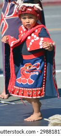 VICTORIA BC CANADA JUNE 24 2015: Unidentified Native Indian Child In Traditional Costume. First Nations In BC Constitute A Large Number Of First Nations Governments And Peoples In The Province Of BC