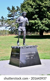 VICTORIA, BC - MAY 1: The Statue Of Terry Fox On May 1, 2012 In Victoria. Terry Fox Embarks On A Cross Canada Run To Raise Money And Awareness For Cancer Research. 