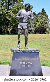 VICTORIA, BC - MAY 1: The Statue Of Terry Fox On May 1, 2012 In Victoria. Terry Fox Embarks On A Cross Canada Run To Raise Money And Awareness For Cancer Research. 