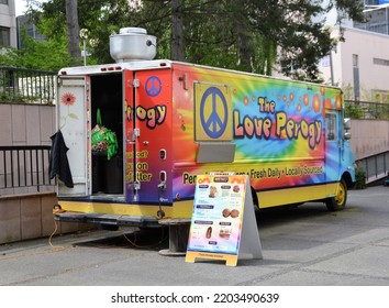 Victoria, BC. - May 2022:  One Of The Food Trucks Parked In The Designated Area Outside Of The Royal British Columbia Museum.