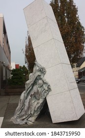 Victoria, Canada - 16th September 2020: Modern Sculpture Outside Police HQ