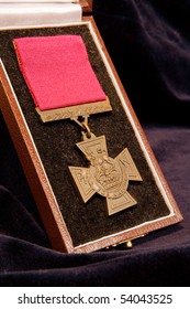Victoria Cross (VC) is the highest military decoration in United Kingdom. In original box. On black background.