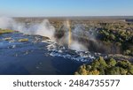 Victoria Falls At Livingstone In Northern Rhodesia Zambia. Giant Waterfalls. Nature Landscape. Livingstone At Northern Rhodesia Zambia. Zambezi River. Travel Scenery.