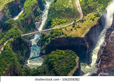 Victoria Falls On The Zambezi River, Border Between Zimbabwe And Zambia