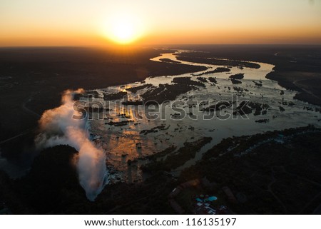 Victoria Falls seen from the air, Zambia/Zimbabwe