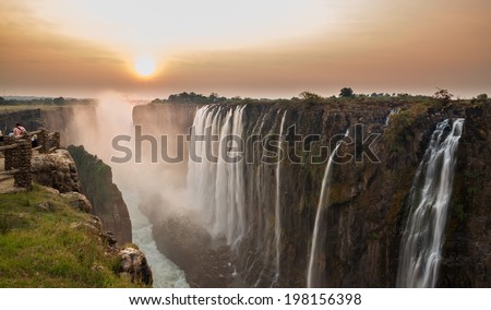 Victoria Falls sunset, View from Zambia Сток-фото © 