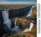 Victoria Falls, a thunderous spectacle on the border of Zambia and Zimbabwe, is one of the world