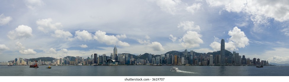 Victoria Harbor Hong Kong China Skyline Panoramic