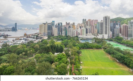 Victoria Park And Hong Kong Skyline