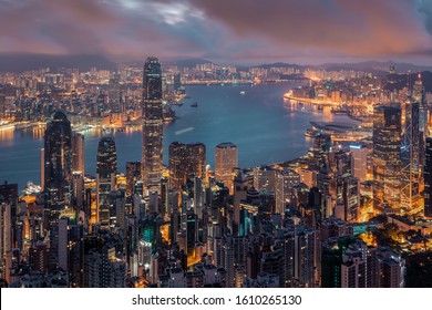 Victoria Peak Hong Kong At Sunrise