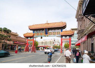 Victoria/British Columbia/Canada - Jun 07 2018: Rear View Of The Input Arc Victoria's Chinatown