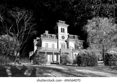 A Victorian Antebellum House On A Dark Scary Day.  What Dangers Lurk Within?