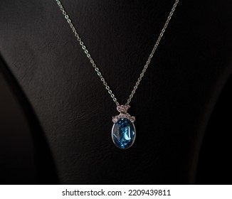 Victorian Necklace Blue Sapphire Stone 