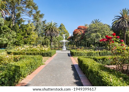 Victorian ornamental park with cupid fountain in Queen's Garden in Nelson, South Island, New Zealand