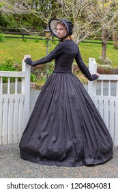 Victorian Woman Black Ensemble Outdoors Stock Photo 1204804081 ...