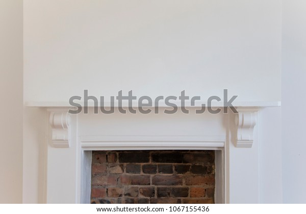 Victoriran Wooden Fireplace Surround White Walls Stock Photo Edit