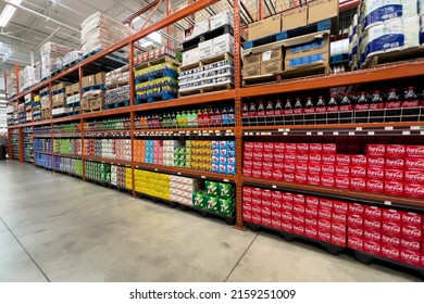 Victorville, CA, USA – May 18, 2022: Large Aisle Of Sodas Soft Drinks Displayed At Box  Warehouse Grocery Store In Victorville, California.