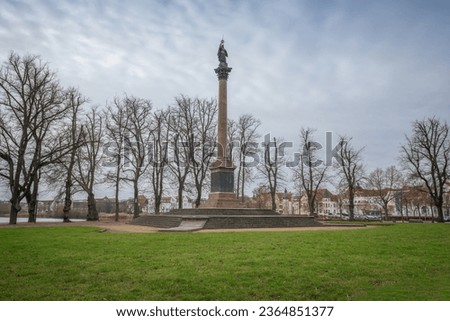 Image, Stock Photo Column with Schwerin city castle in the background