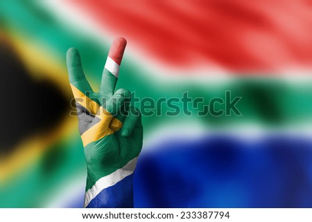 victory for Republic of South Africa with national flag in the background
