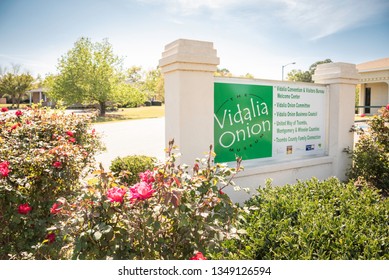 Vidalia, Georgia / USA - March 23, 2019: The front sign on the facade of the one and only Vidalia Onion Museum located at 100 Sweet Onion Drive in Vidalia, Georgia, 30474, USA.