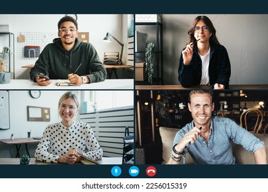 Video call conference screen. Group of people working together - Shutterstock ID 2256015319