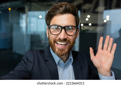 video call successful and happy mature boss talking to friends remotely, businessman working inside modern office using smartphone to communicate, online friends conversation - Powered by Shutterstock