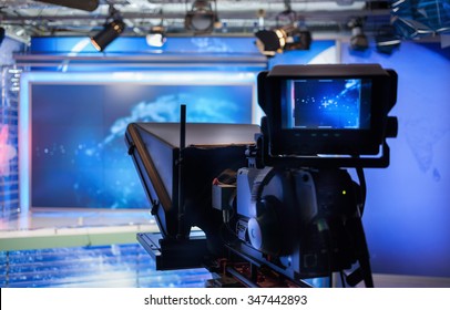 Video Camera - Recording Show In TV Studio - Focus On Camera