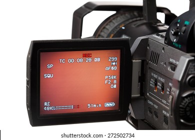 Video Camera With Screen, Isolated On White