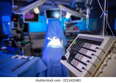 Video Camera Technology And Equipment Supporting Laparoscopy Keyhole Surgery On Intensive Care Unit In Hospital Medical Operating Theatre Room 